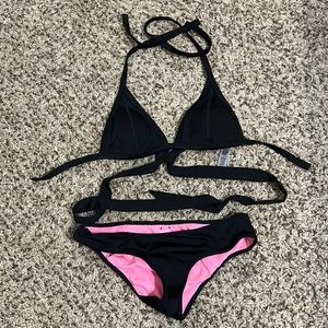 Victoria’s Secret PINK black two piece wrap-around bikini